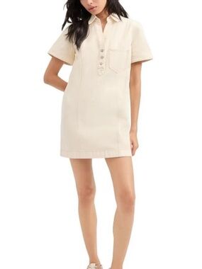 Veronica Beard Short Collared Mini Dress in Cream